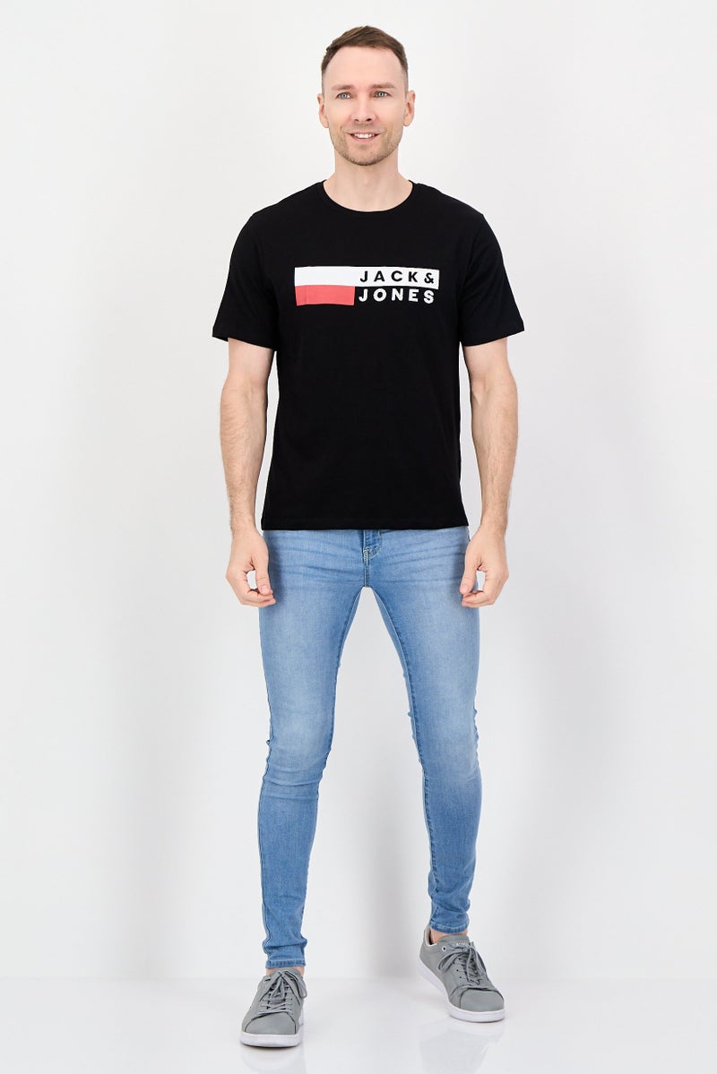 JACK & JONES Men Crew Neck Short Sleeve Brand Logo T-Shirt, Black - Image 4